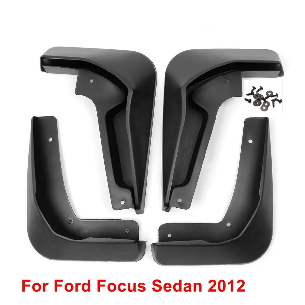 Focus Sedan 2012 X AUTOHAUX 4 шт. черного пластика автомобиля переднее заднее крыло брызговики Брызговики набор для Ford Focus Fiesta Mondeo 08-12 - Цвет: Focus Sedan 2012