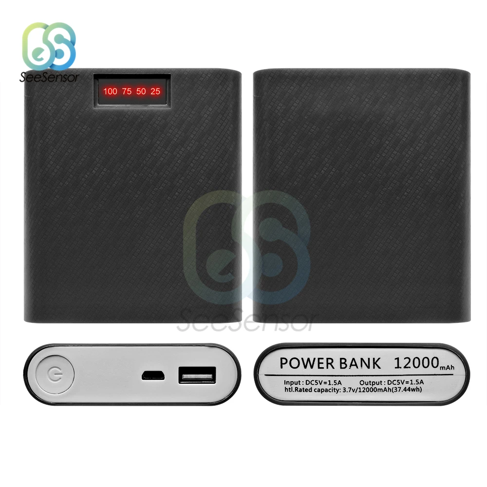 4X 18650 USB внешний аккумулятор зарядное устройство корпус DIY коробка с экраном