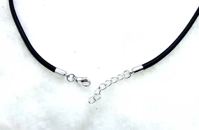Оптовая продажа ожерелья из настоящей черной кожи 3мм с карабином для ювелирных изделий с зажимом-лобстером 18-20 " gp138 on.