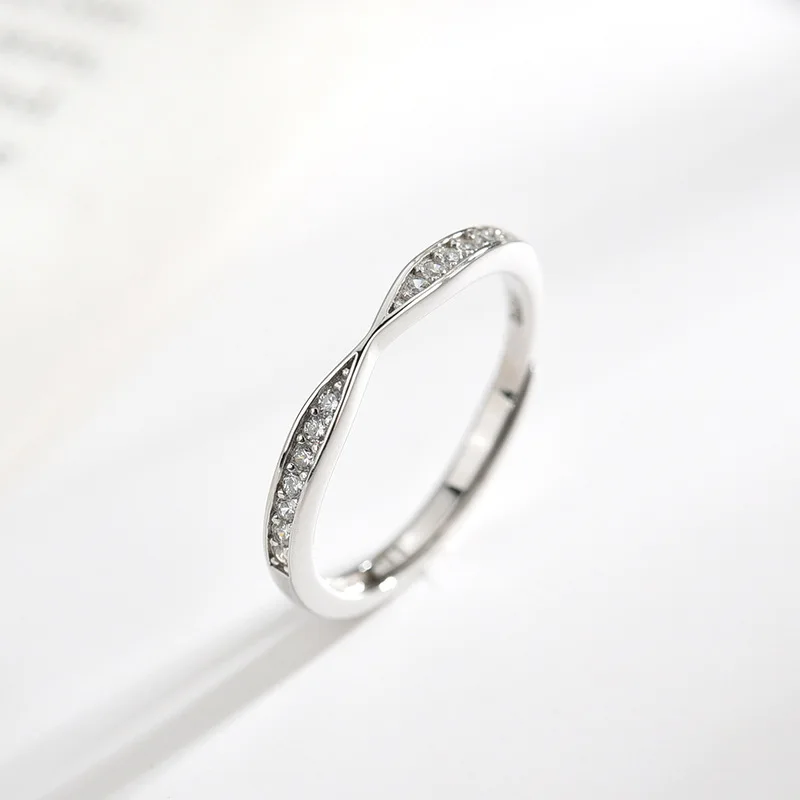 

Trendy Jewelry Metal Ring Simple Popular Delicate Design Silvery Plating High Qulaity Zircon Finger Ring For Girl Lady Gifts