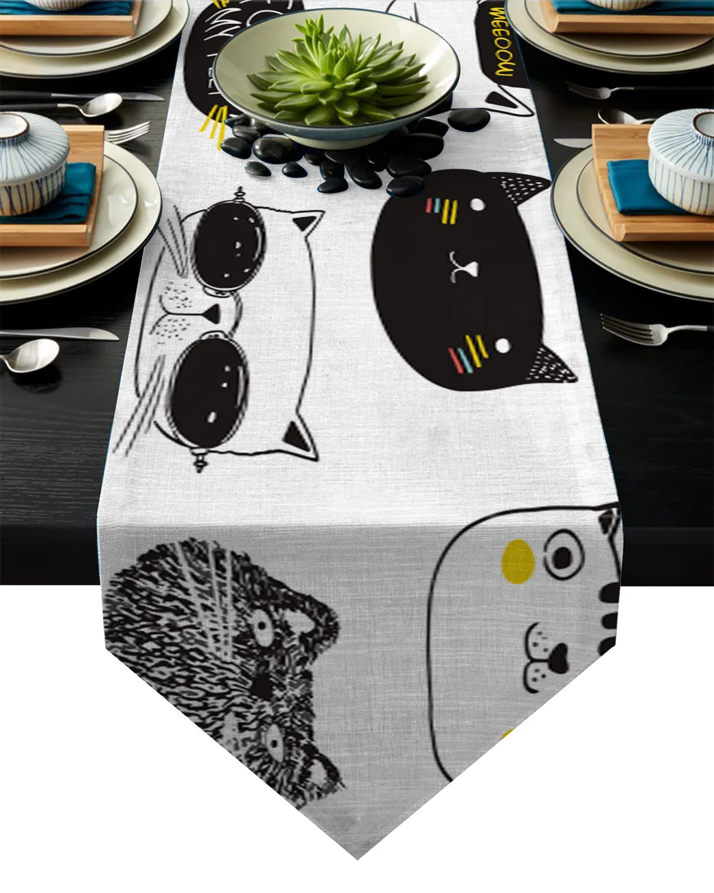 Милый питомец кошка голова мультфильм современный Настольный бегун с высокой