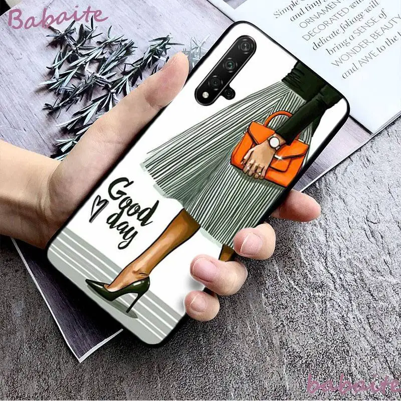 

Babaite Fashion girl vacation shopping Black TPU Phone Case for Huawei NOVA 3I 3E 4 4E 5 5I PRO Y5 PRIME Y6 PEIME 2018 Y5 2019