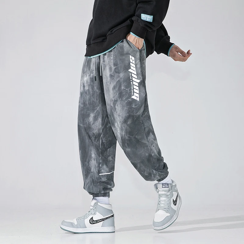 

2021 autumn new sports pants tie-dye hip-hop street waistband casual pants men