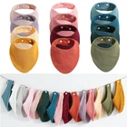 3 шт.лот детские нагрудники, муслиновые хлопковые Слюнявчики для новорожденных, однотонные мягкие треугольные Слюнявчики, Слюнявчики, нагрудники для кормления