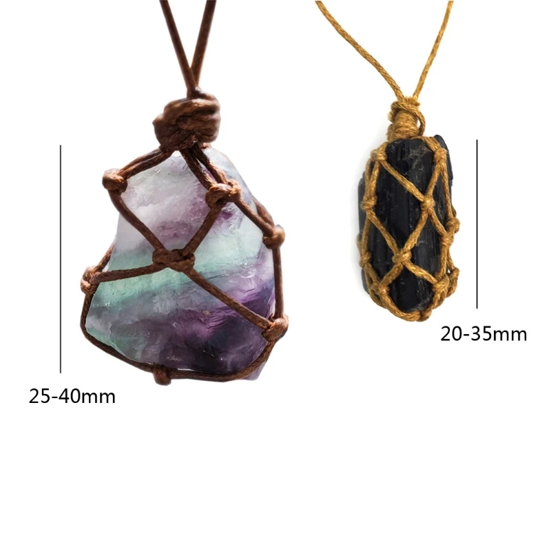 

Hand Braided Natural Crystal Pendant Necklace Black Tourmaline Chakra Pendant Necklace Jewerly Unisex