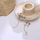 Серьги-подвески женские в китайском стиле, асимметричные Висячие ювелирные изделия в китайском стиле с подвесками в форме крана и облака, в национальном стиле