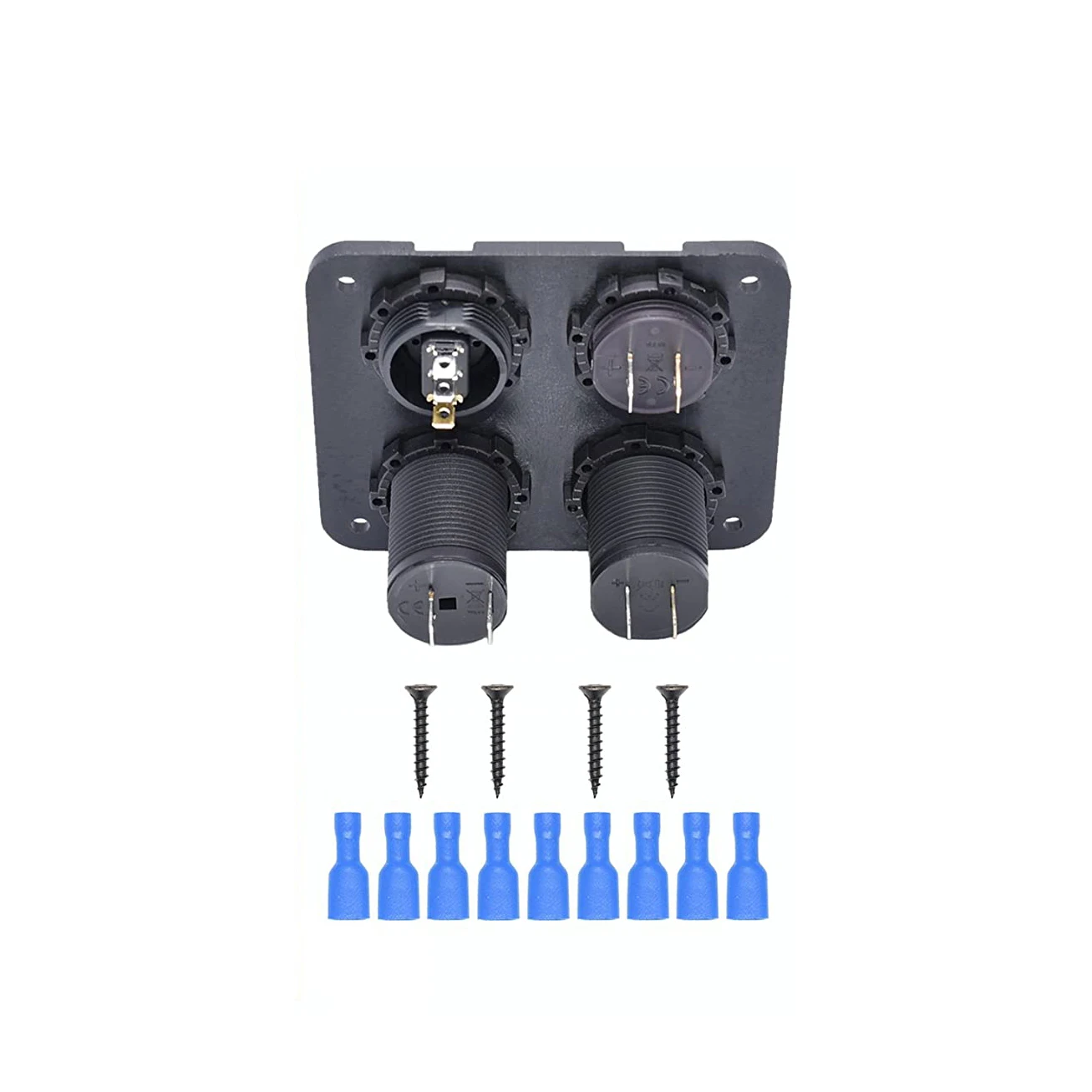 

Dual USB Charger Socket 4.2A + 12V Power Outlet + LED Voltmeter + ON-Off Toggle Switch 4 in 1 Multi-Functions Panel for Car Mari