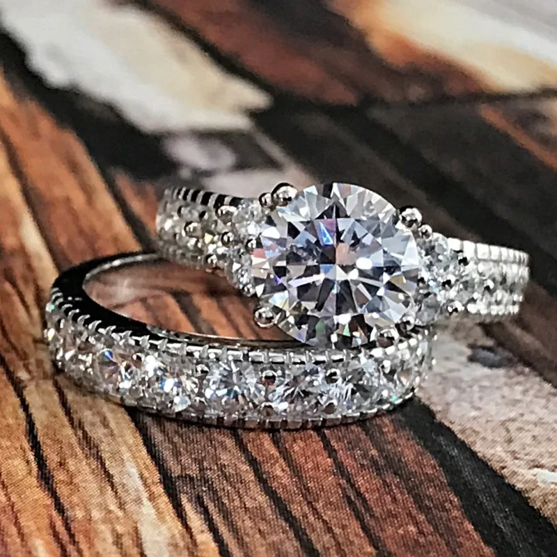 Комплект колец Huitan женский свадебный из двух предметов модные ювелирные