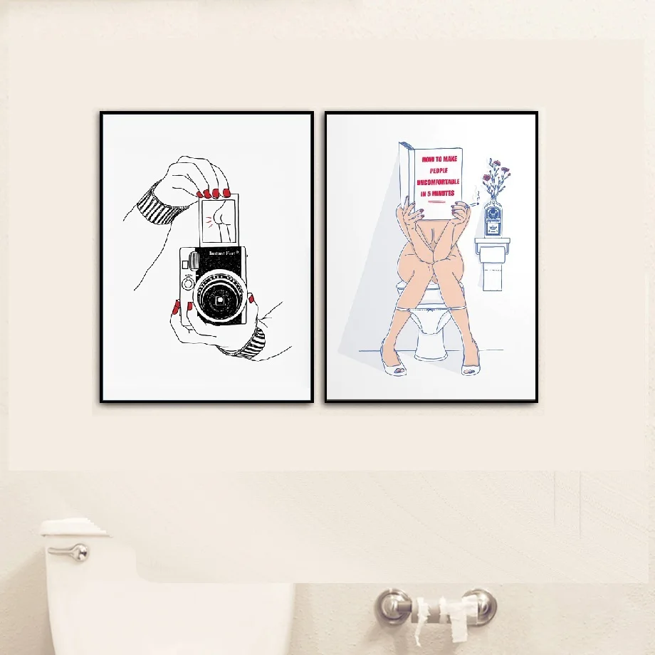 Настенная Картина на холсте в виде забавной унитаза скандинавские постеры и
