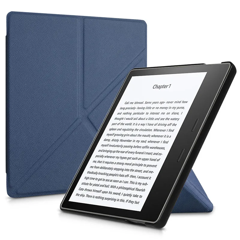 Simple-Dark Blue Чехол BOZHUORUI оригами для нового Kindle Oasis(9-10 поколение, выпуск-)-тонкий Чехол-подставка с функцией автоматического пробуждения и сна - Цвет: Simple-Dark Blue
