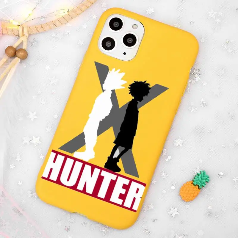 

HXH Anime Hunter X Hunter Phone Case Candy Color Yellow for iPhone 11 12 pro XS MAX 8 7 6 6S Plus X 5S SE 2020 XR