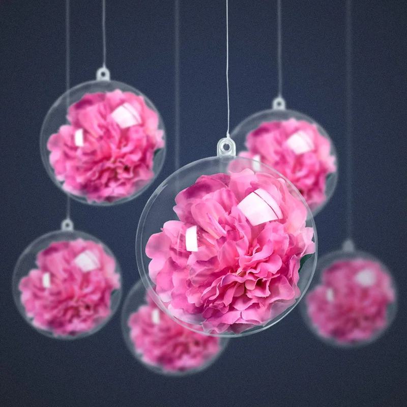 10Pairs New Year 2021 Christmas Tree Decorations Balls Transparent Open Gift Box Hanging Ornament for Home | Дом и сад