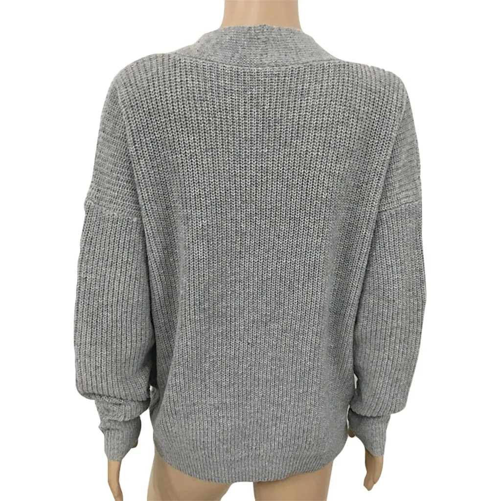 Новинка 2019 женские свитера Женский пуловер с длинным рукавом и V-образным вырезом