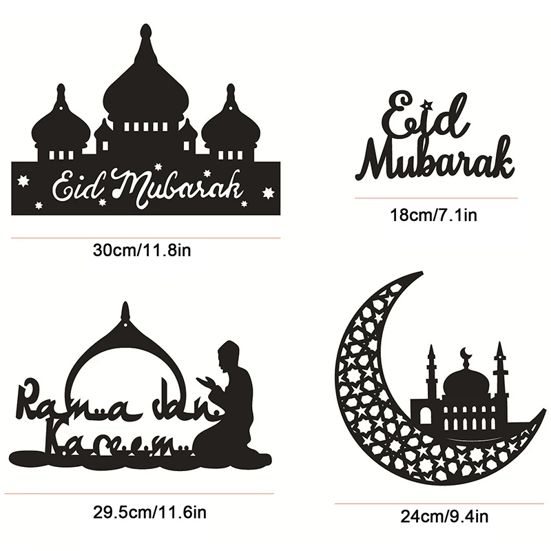 

30cm Non-woven Eid Mubarak Pendants Moon Dropping DIY Decor Ramadan Kareem