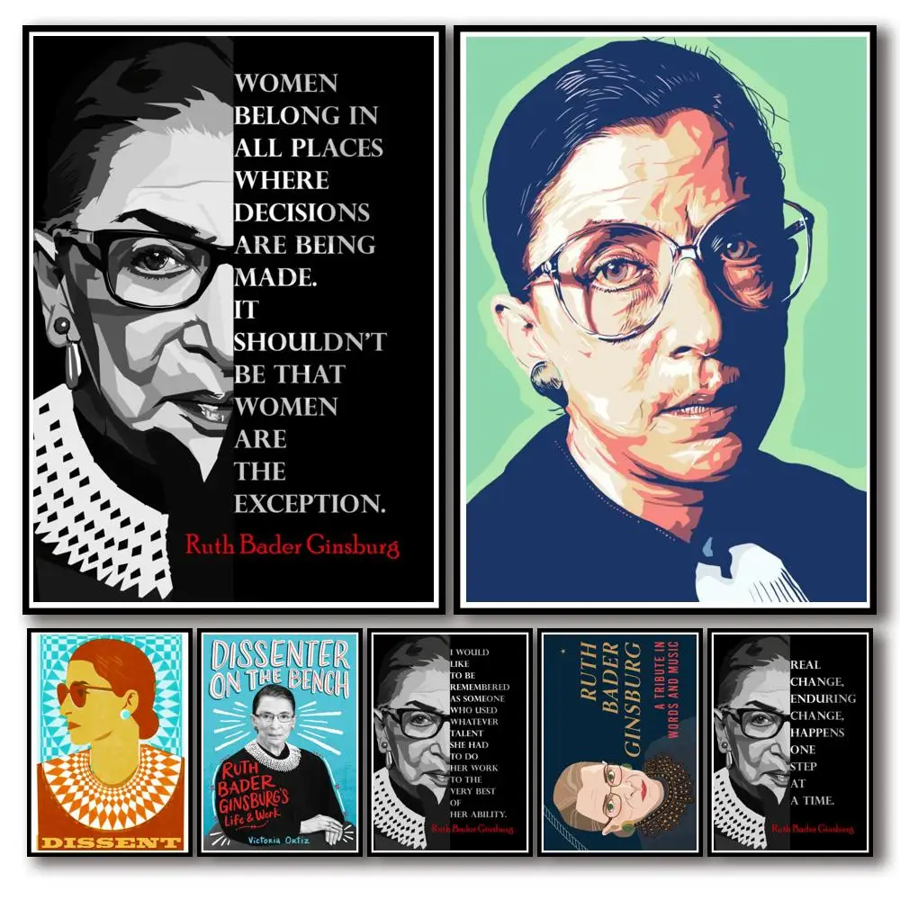 

32 дизайна, плакат Рут Бадер гинсбург из белой бумаги, художественная Наклейка на стену для кофейни, бара A3