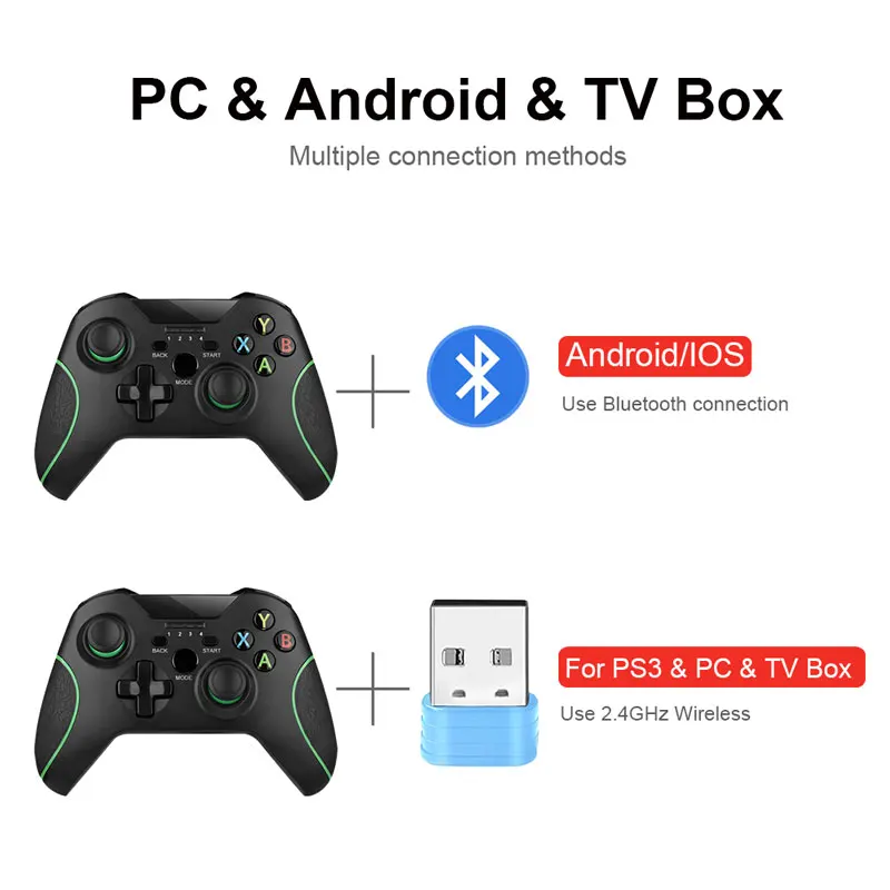 2 4g wireless gamepad for ps3iosandroid phonepctv box joystick joypad game controller for xiaomi smart phone accessories free global shipping