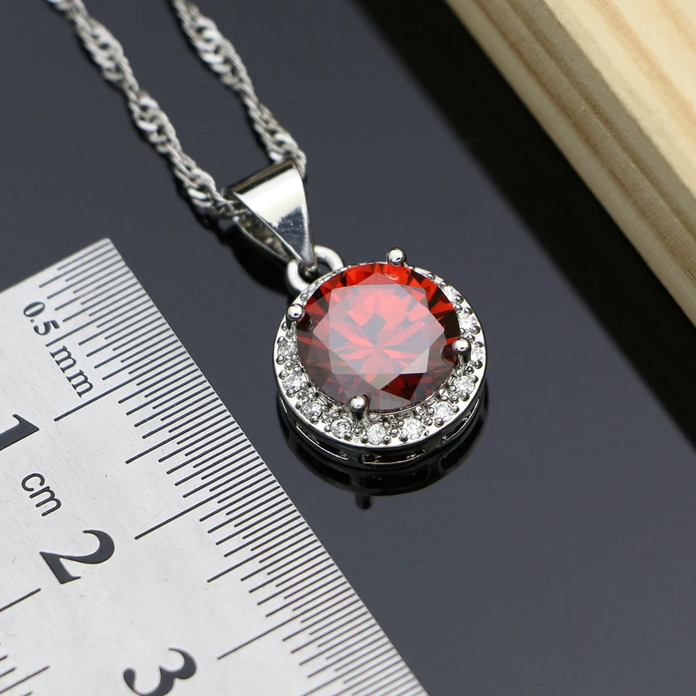 Набор свадебных украшений из серебра 925 пробы с красным фианитом свадебные