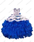 Женское бальное платье с цветочным 3D рисунком, атласное кружевное платье ярко-синего и белого цветов для выпускного вечера, 15 лет, 2022