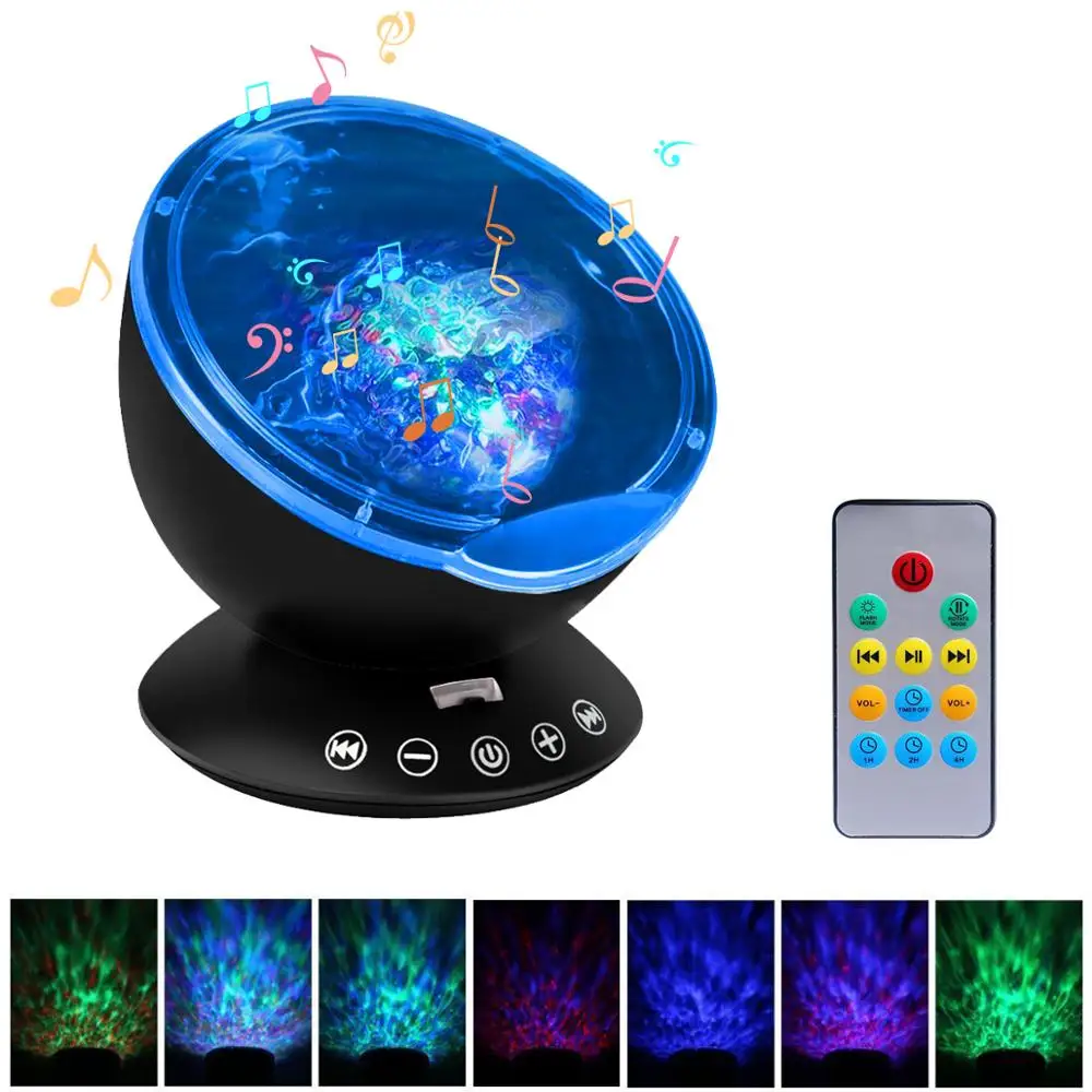 

Ocean Wave Projector LED Night Light With USB Remote Control TF Cards Music Player Speaker Aurora Dropship Protection
