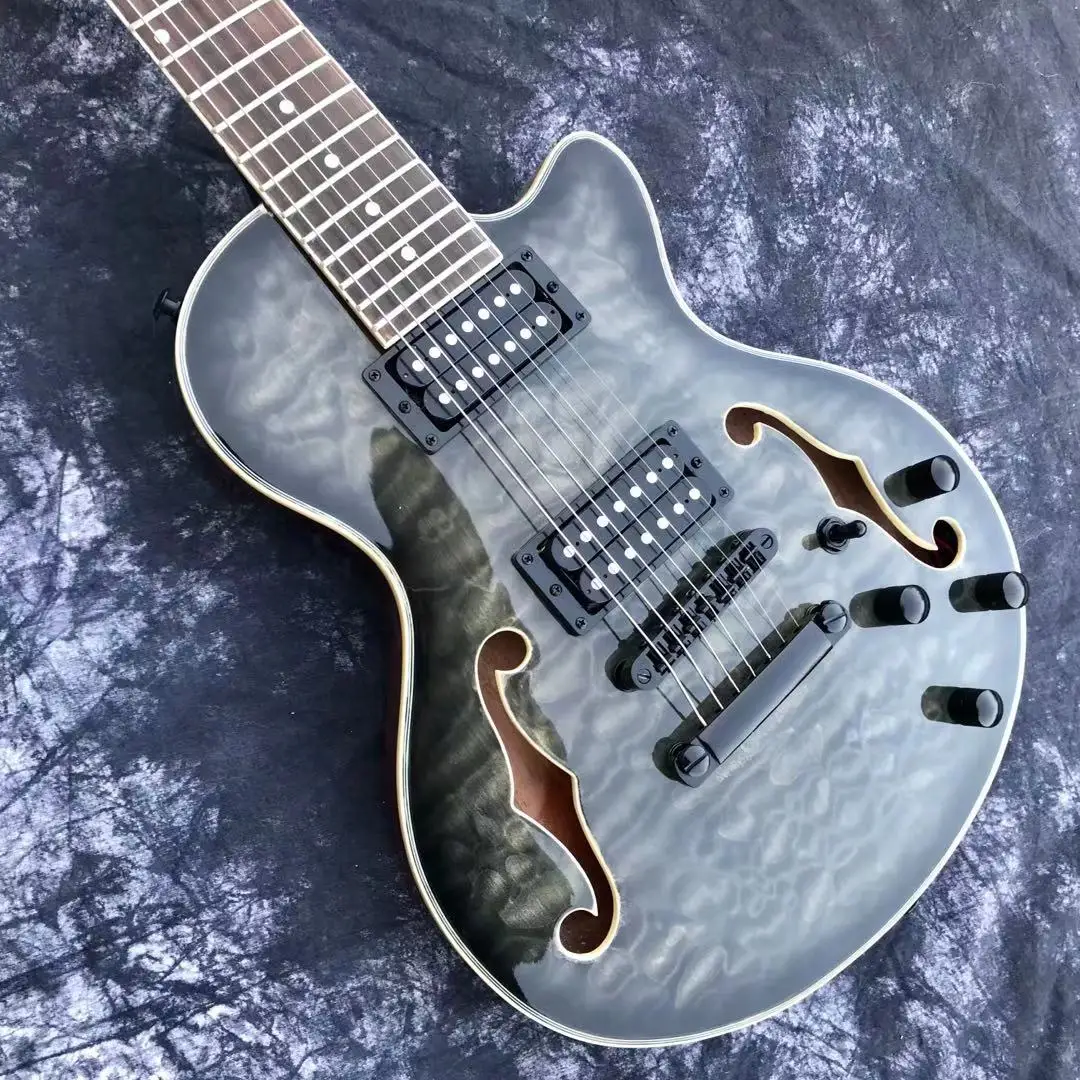 free shipping custom guitar 7 string F hole jazz new customize electric grey color | Спорт и развлечения