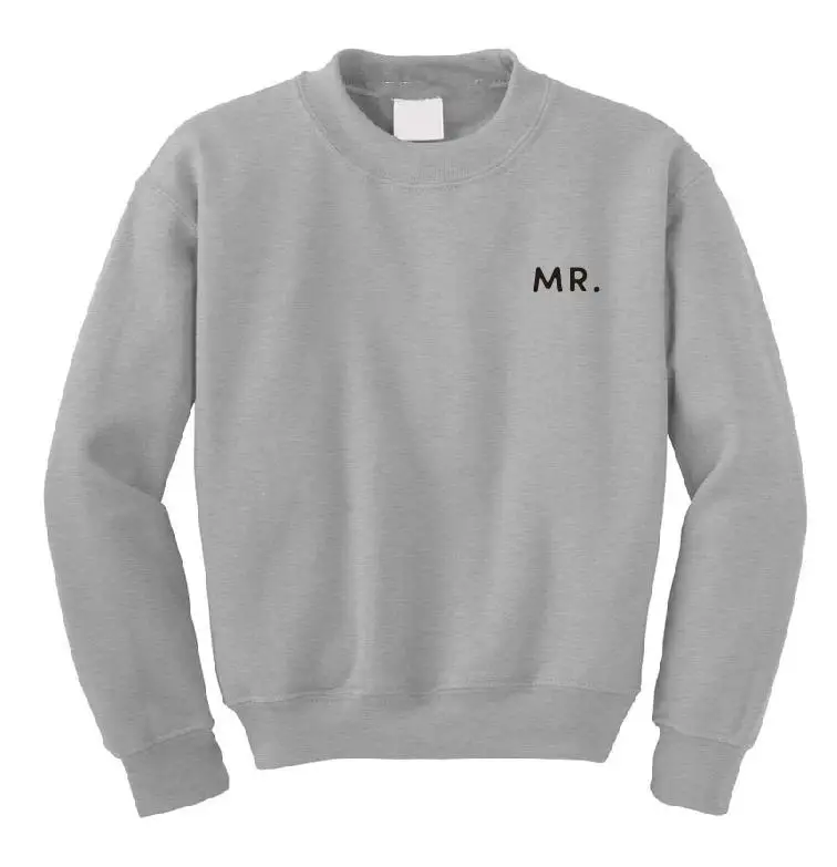 gray t black MR Кружки мистер и миссис просто женатый свитер помолвка анонс медовый месяц рубашка туристическая невеста, чтобы быть женихом соответствующие Топы Свадебный медовый месяц - Цвет: gray t black MR