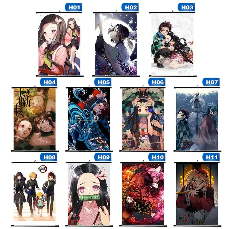 21*30 см демон убийца Kimetsu No Yaiba Tanjirou Nezuko Zentisu Shinobu Douma Giyuu Kokushibou Аниме Манга настенный
