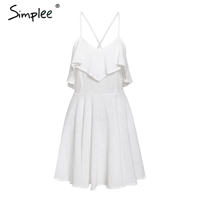 Летнее женское хлопковое платье Simplee с открытой спиной элегантное короткое