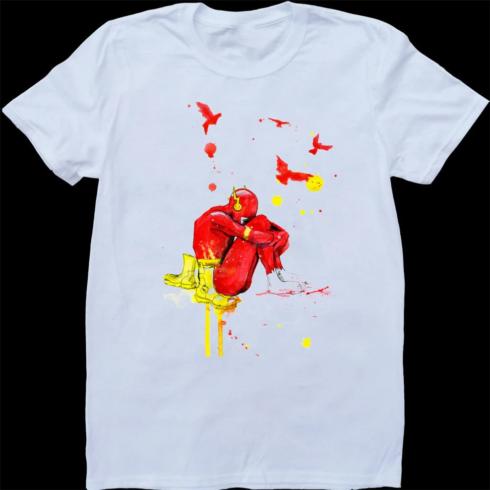 Depressed Flash White Custom Made T-Shirt Summer O-Neck Tops Tee Shirt |