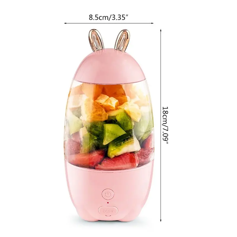 

330ml Portable Mini USB Rechargeable Electric Juicer Bottle Cup Fruit Blender Mixer Rabbit Shape Extractor New