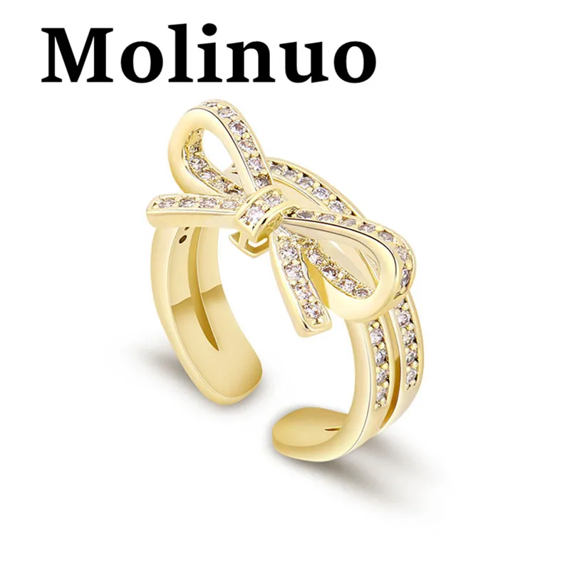 Корейская версия Sen микро инкрустированное циркониевое Открытое кольцо с бантом