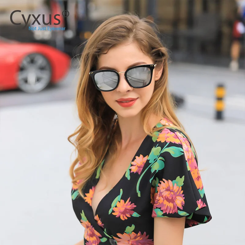 Cyxus Classic UV 400 поляризованные солнцезащитные очки зеркальные негабаритные солнцезащитные очки с защитой UVA UVB для женщин-1913