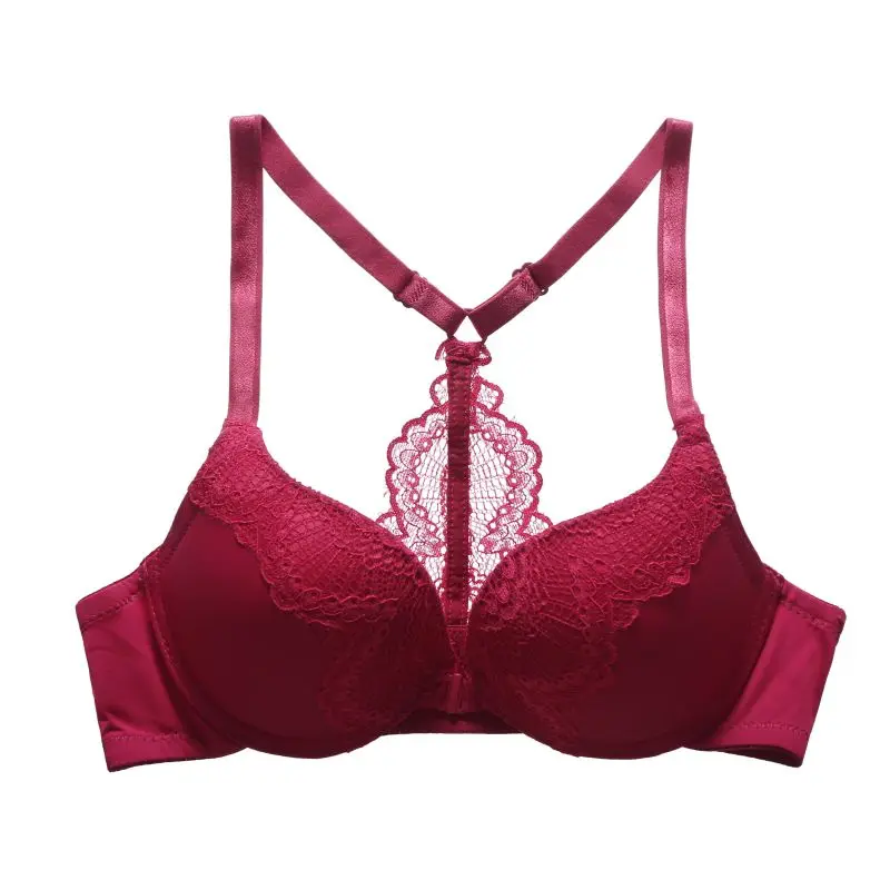 

Sexy Front Closure Push Up Sleeveless Bra Backless Sexy Fashion Womens Front Closure Lace Racer Back Push Up Bra