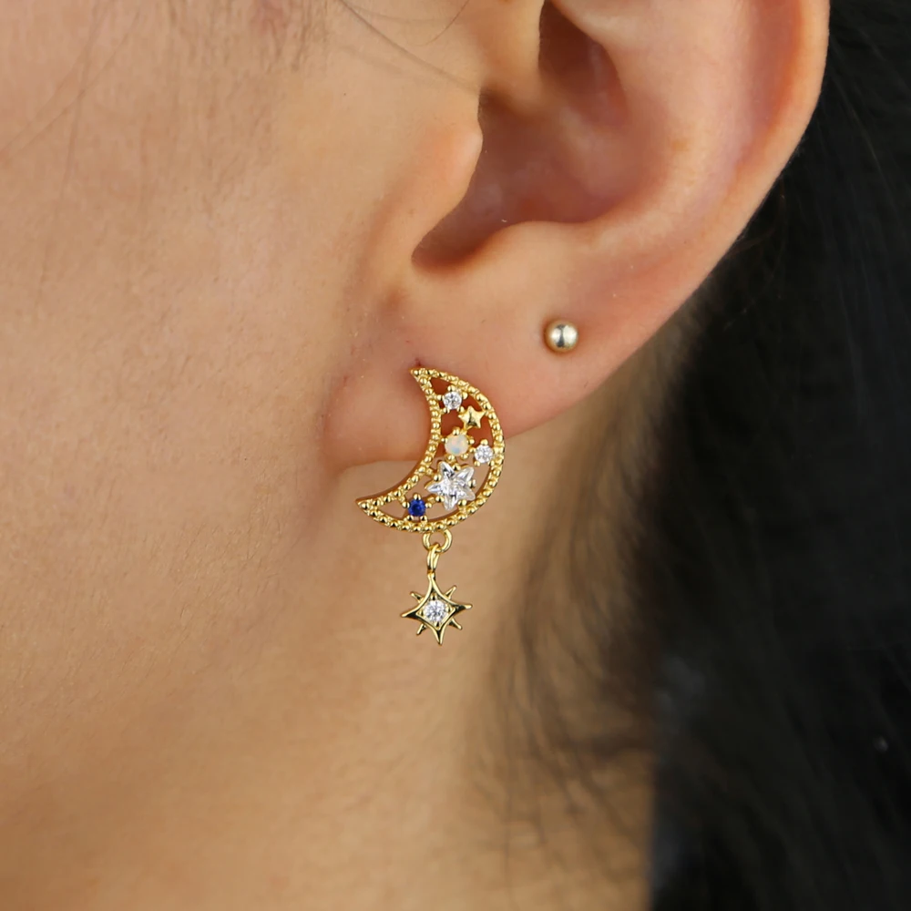 2019 Новое поступление MOON STAR дизайнерский Шарм Золотая Сережка гвоздик