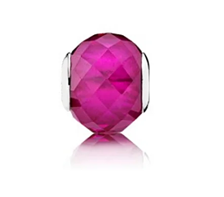 925 Sterling Silver Geometric Facets  jewelry Essence Small Hole Murano Glass Beads Fit Essence Bracelet Europe Gemstone Charm