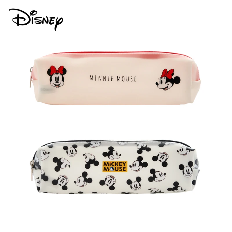 Disney Stationery Pen Bag Mickey Mouse Transparent Pencil Case Minnie Mouse Cute Pencils Bag Purse Kawaii Bag Gift