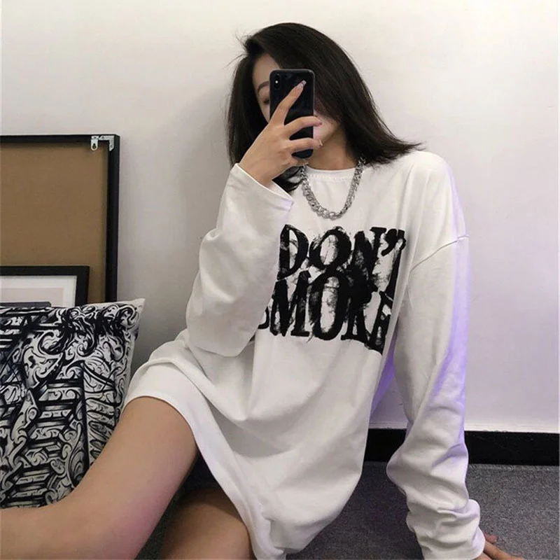 

White Long Sleeve T-shirt Women's Spring and Autumn 2021 New Korean Style