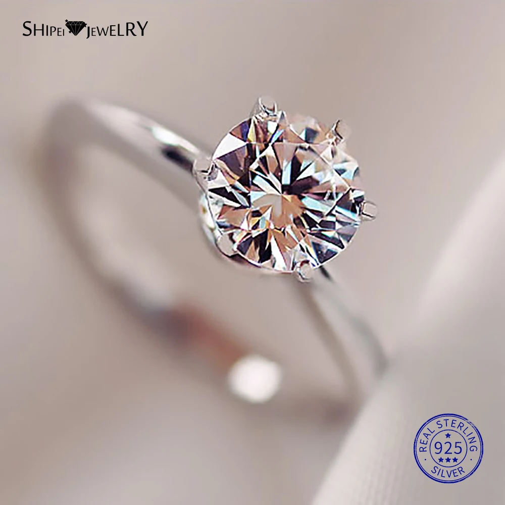 Shipei 1.4ct созданное Moissanite кольцо для женщин 100% Серебро 925 пробы драгоценный камень