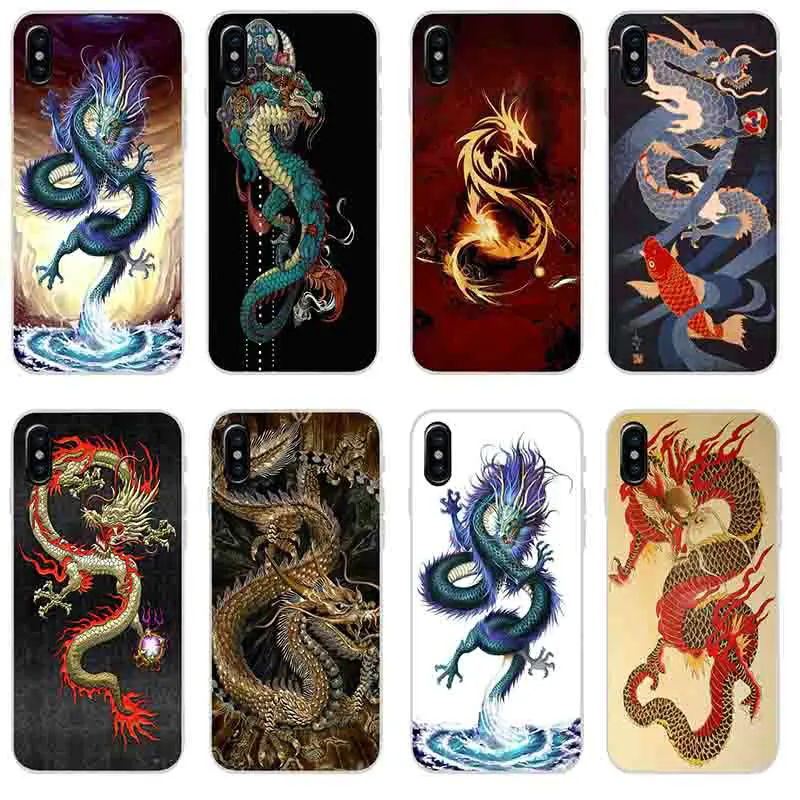 Oriental Chinese Dragon For iPhone 7 7Plus 6 6S 6Plus 5 5S SE 5C 4 4S 8 8Plus X XR XS Max Soft TPU Silicone Mobile Phone Cases | Мобильные
