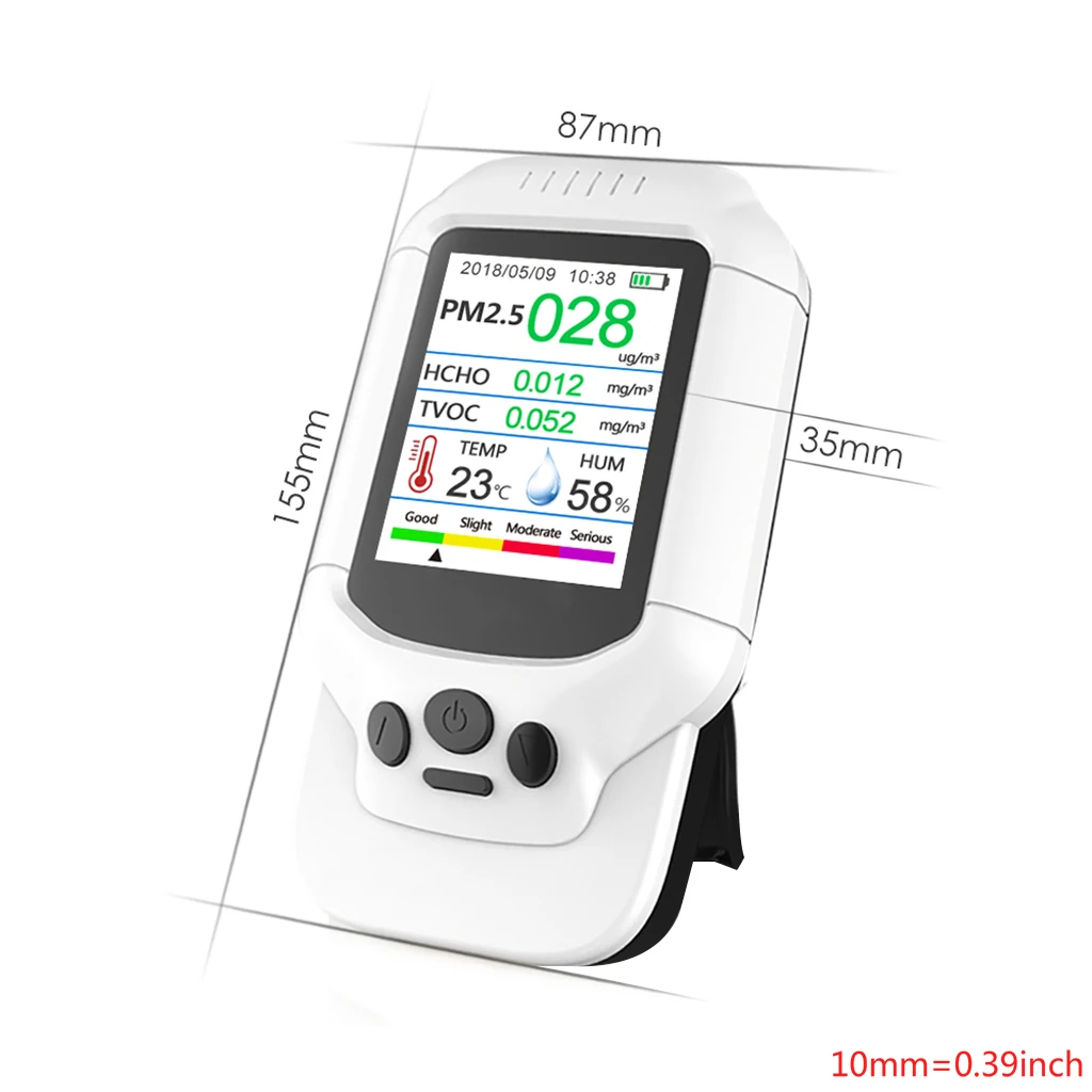 

Pm2.5/Hcho/Tvoc Gas Tester Aqi Detector Air Quality Monitor Home Smog Meter white color