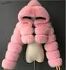 Fashion Hooded Faux Fur Coat Women 2020 Winter Autumn Warm  3XL Blue Furry Overcoat Elegant Plush Crop Jacket Femme