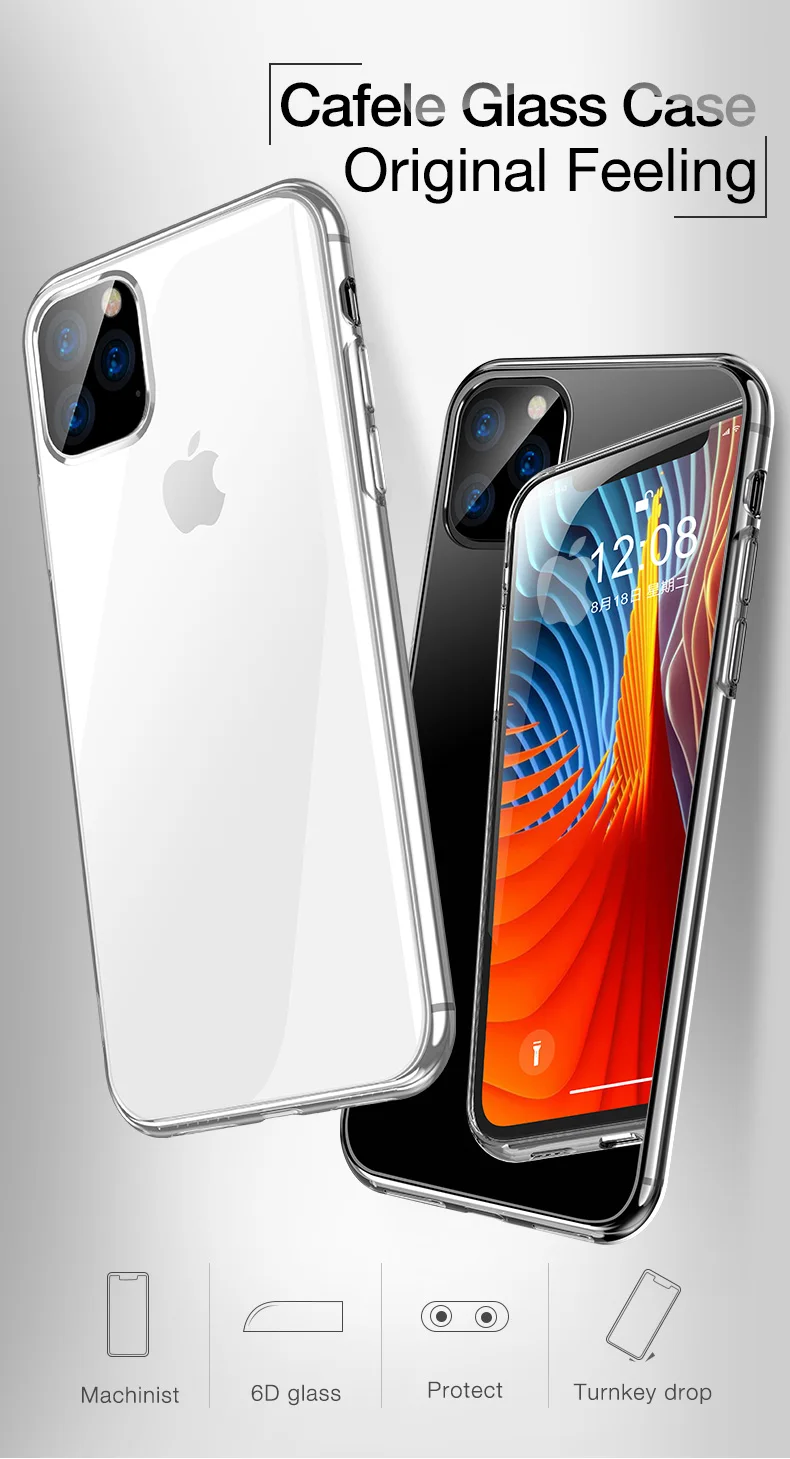 Cafele для iPhone 11 Pro Max чехол прозрачный TPU edge+ закаленное стекло задняя панель чехол для iPhone 11 pro max Защитная крышка