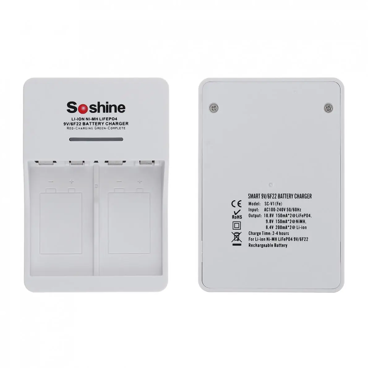 2 шт./лот Soshine 9V 6F22 350mAh Ni MH аккумуляторная батарея + умное зарядное устройство со
