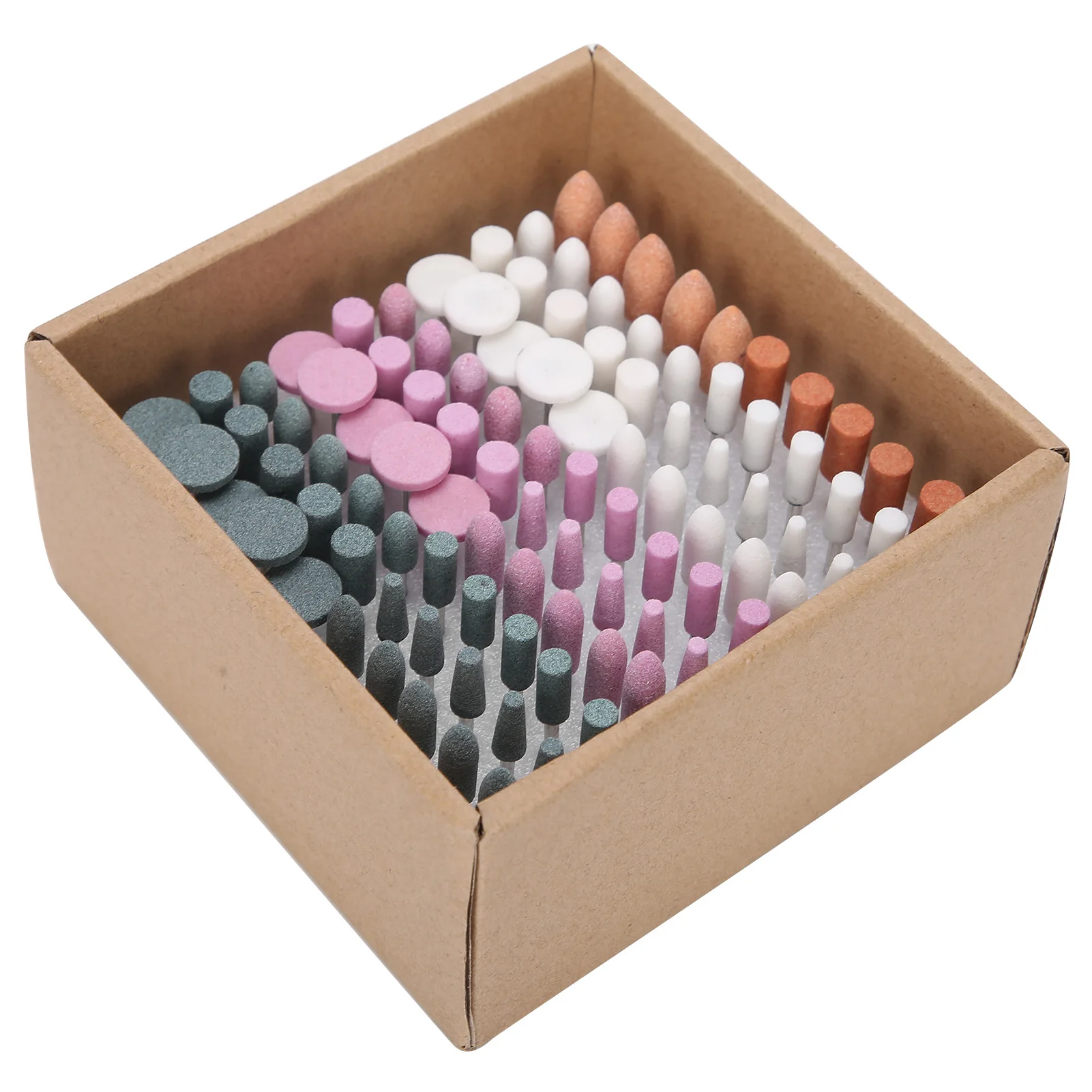 

100pc Assorted Dental Stone Grinding Light Curing Resin Polisher Head Burs Stone Nail Drill Bits Set High Temperature Resistance