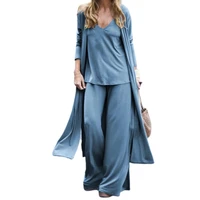 all match solid color long pants women sleeveless blouse suit for daily wear simple