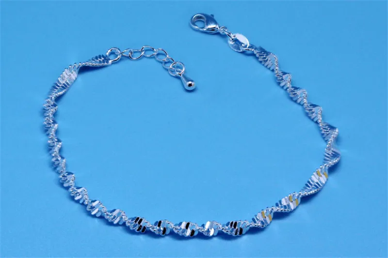 Женский браслет с волнистыми носками модный из стерлингового серебра 925 пробы