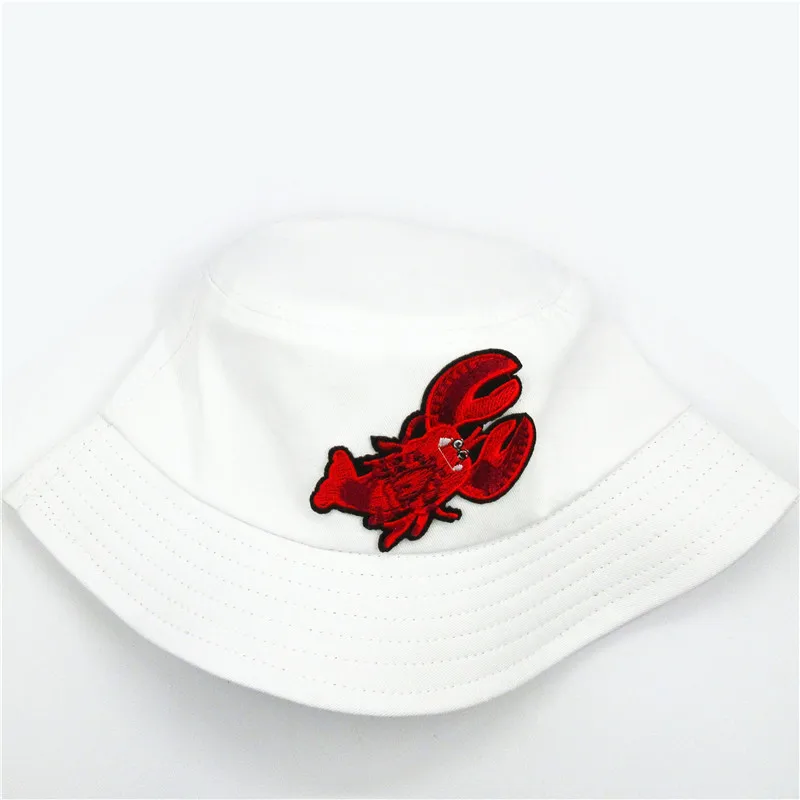 

2020 new style lobster embroidery Bucket Hat Fisherman Hat outdoor travel hat Sun Cap Hats for men and Women 101