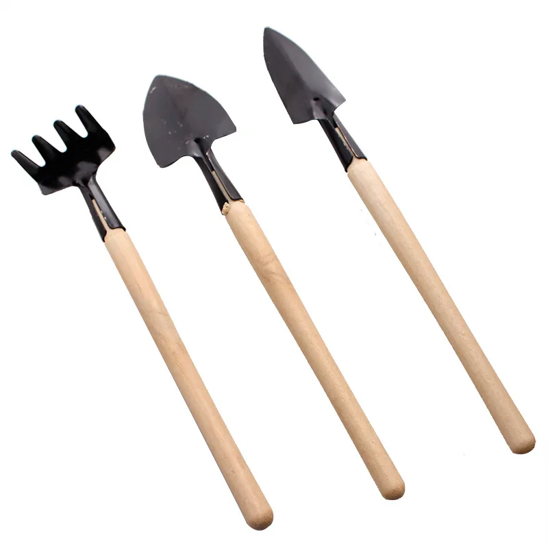 

3Pcs Mini Garden Tools Small Multifunction Shovel Rake Spade with Nonslip Wooden Handle Household Potted Flower Pot Plant Ripper