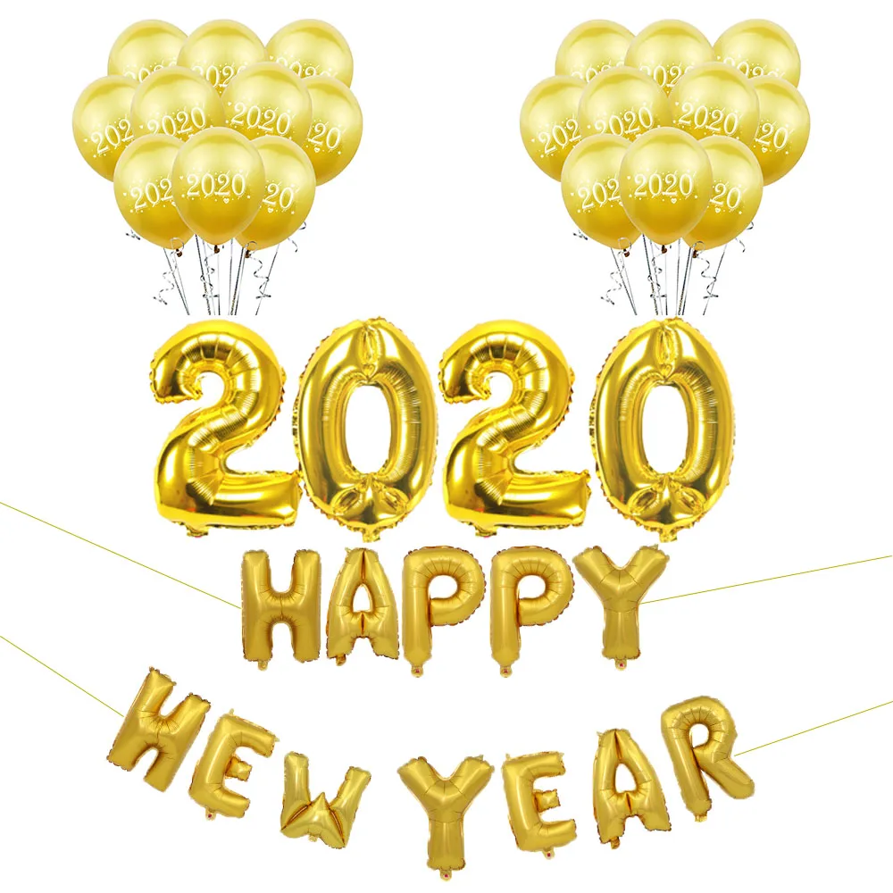 Фольга ZLJQ набор для счастливого Нового года украшения свадебной вечеринки шары