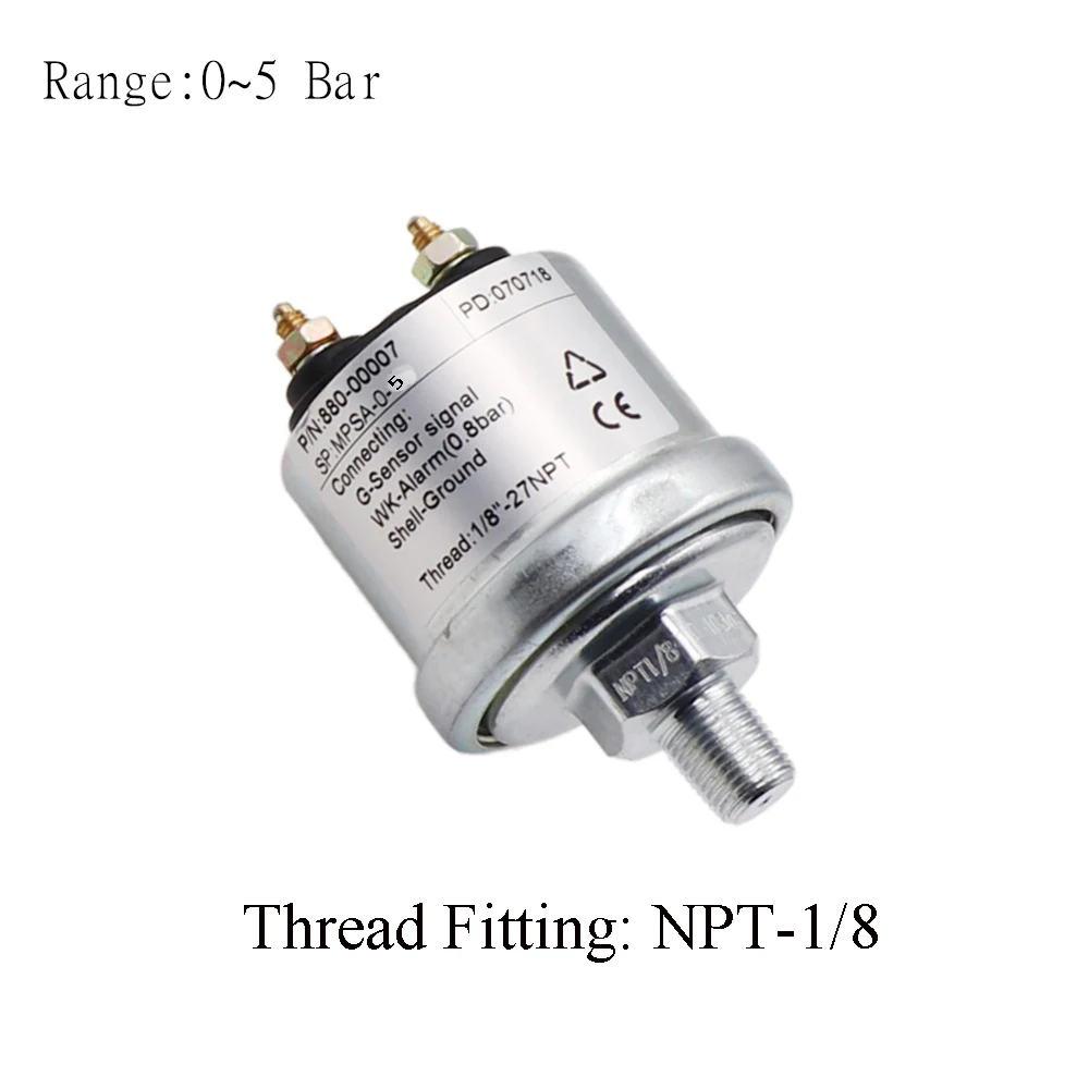 5 Bar NPT-1-8 NPT-1/8& M10 Механический датчик давления масла Предупреждение контактом 0~ 10 бар/0~ 5 бар для автомобиля лодочный масляный датчик манометра давления - Цвет: 5 Bar NPT-1-8