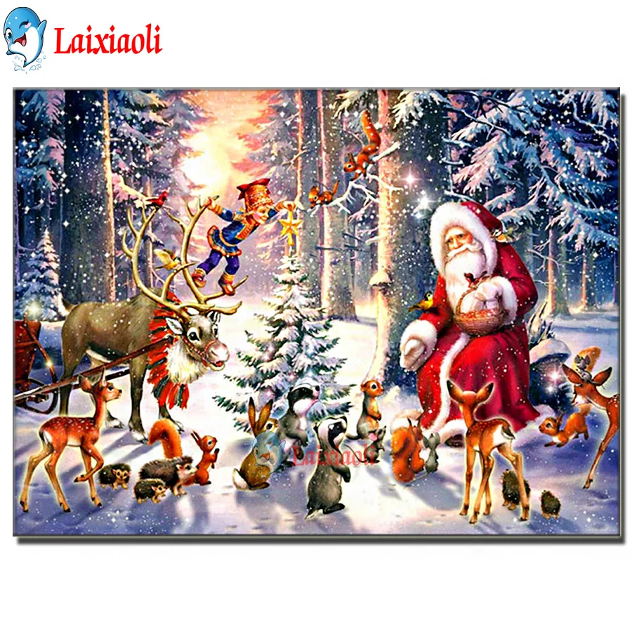 

Cartoon Snowman DIY 5D square Diamond Painting Full Drill Santa Claus Embroidery sale Cross Stitch forest animal Christmas Gift